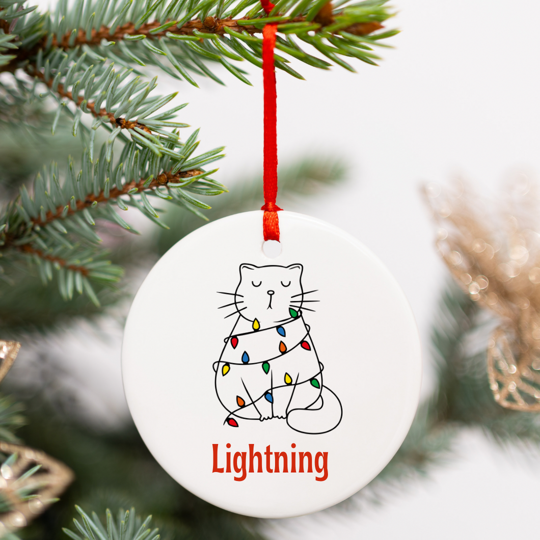 Christmas Cat Customizable Ornament
