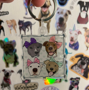 Pitties In Bows Keychain